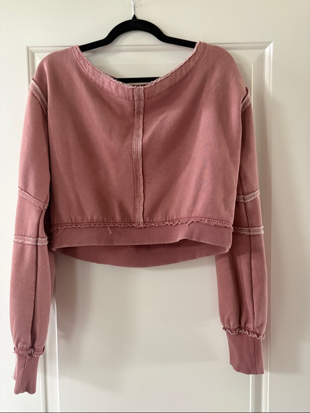 Free People Women's Rose Pink Off Shoulder Sweatshirt
